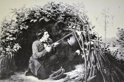 Currier & Ives Illustration 19th Century. Pigeon Shooting, Playing the Decoy by N. and Ives, J.M. Currier